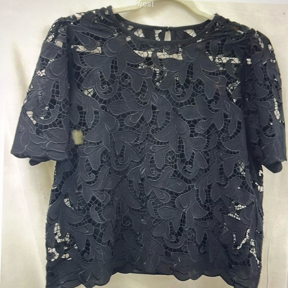 Express Black Lace Short Sleeve Blouse